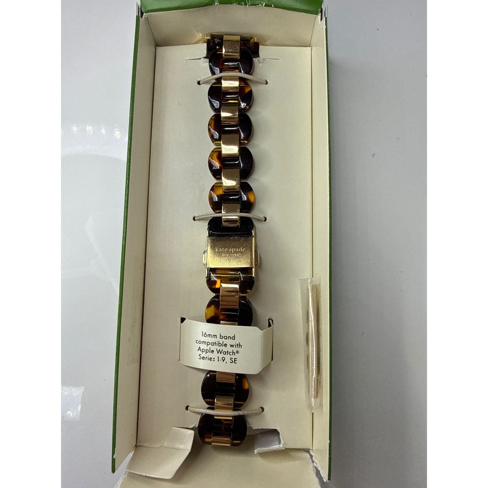Kate Spade Tortoise Shell Gold Link 16mm Band for Apple Watch Series 1-9 SE